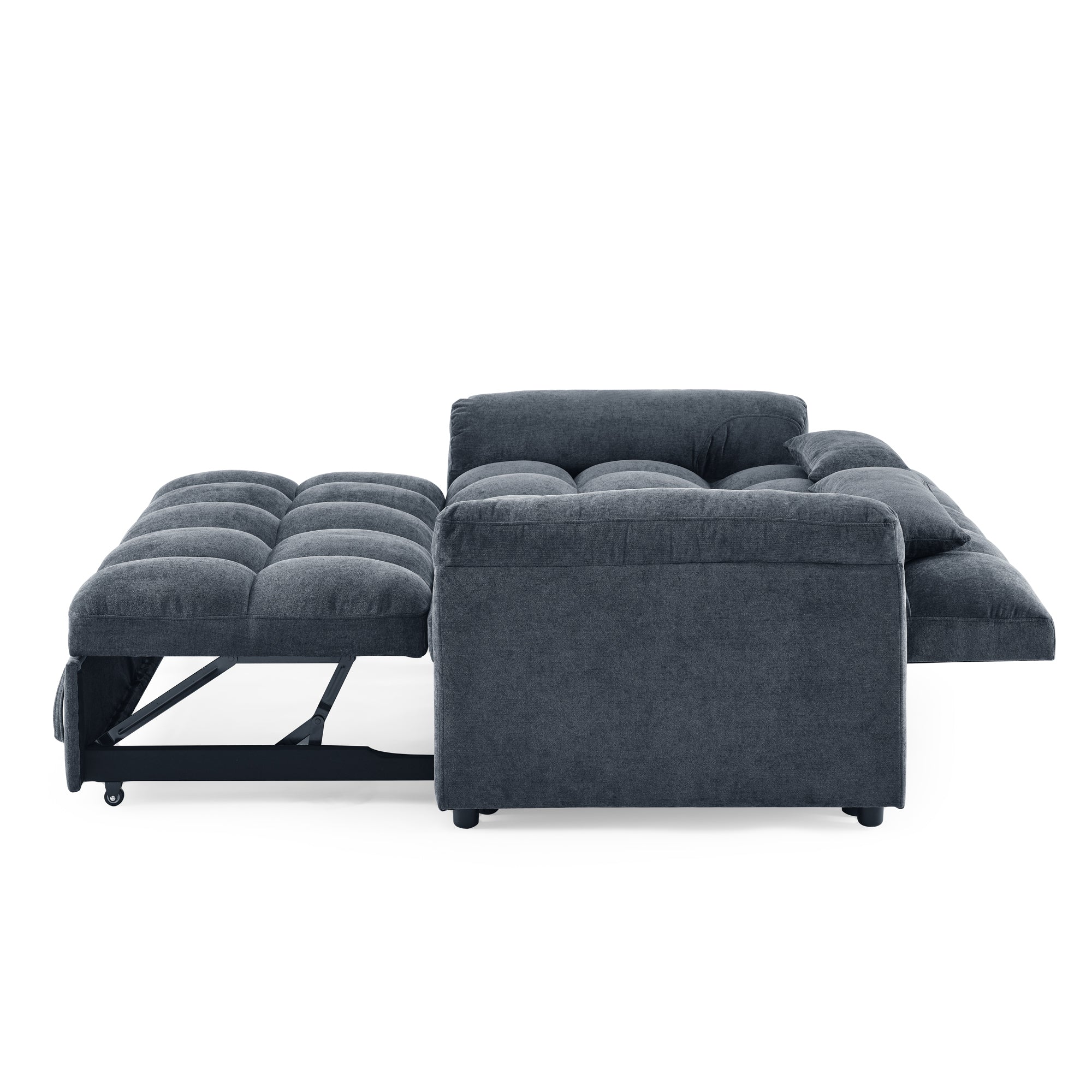 Loveseats Sofa Bed With Pull-Out Bed,Adjsutable Back,Blue+ Grey