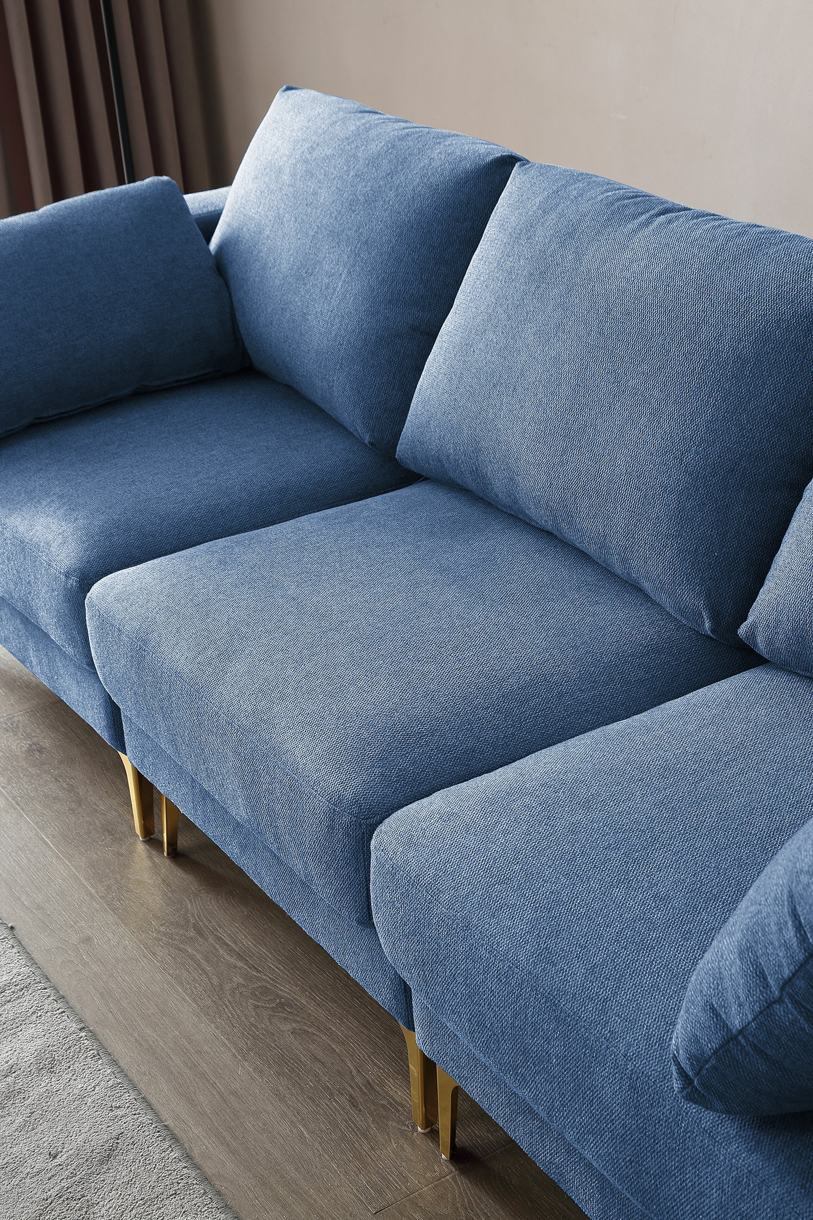 Modern Blue Fabric L-Shaped Leisure Couch for Living Room