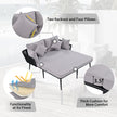 Outdoor Patio Daybed, Woven Rope Backrest, Washable Cushions, Gray