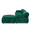 DIY L-Shaped Green Velvet Sofa, Button Tufted, Reversible Ottoman