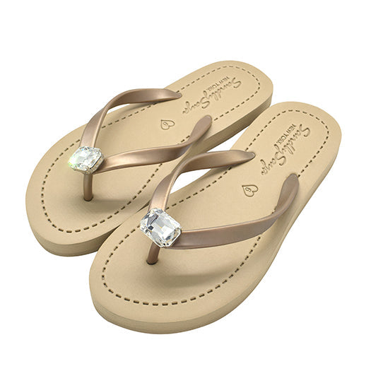 Rectangle Studs - Crystal Flat Flip Flops Sandal