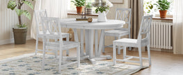 Rustic 5-Piece Extendable Dining Set: Round Table & 4 Cross Chairs