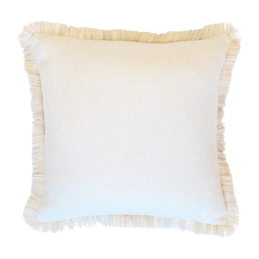 Cushion Cover-Coastal Fringe-Solid Natural-45cm X 45cm