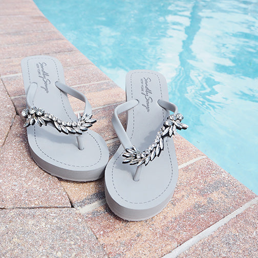 Nomad - Rhine Stone Embellished Women's High Wedge Flip Flops Sandal