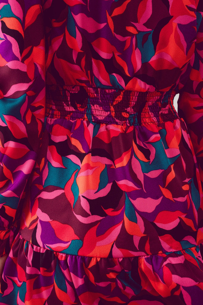 Puff Sleeve Mini Dress in Fuchsia