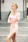 Cream Marshmallow Faux Suede Dress in Rose Petal Pink