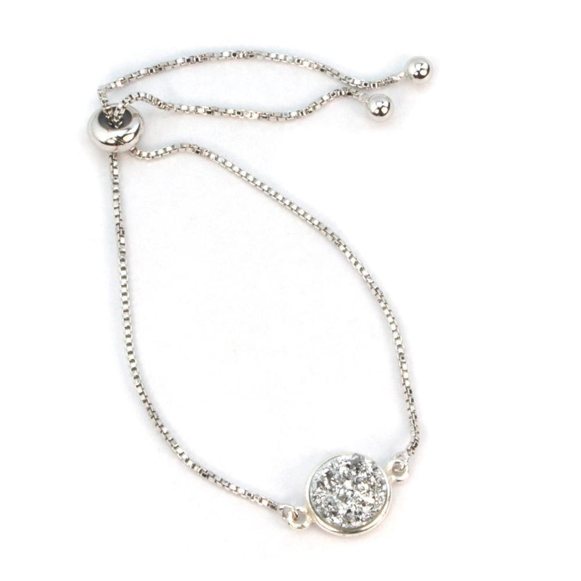 Addison Druzy Adjustable Bracelet in Silver