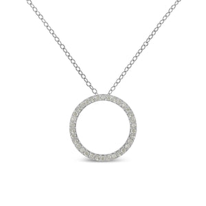 Halo de cercle ouvert en argent sterling .925 3/4 carat de diamants ronds de 18 po