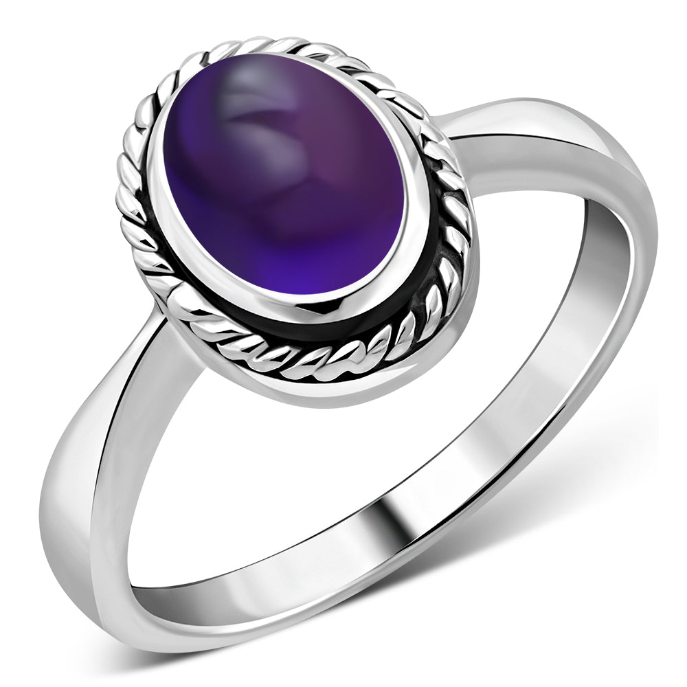 Amethyst Stone Sterling Silver Ring