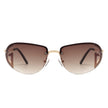 Oceandew - Retro Rimless Oval Tinted Fashion Round Sunglasses