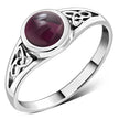 Garnet Stone Trinity Knot Silver Ring