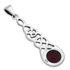 Long Celtic Silver Pendant Set W/ Garnet