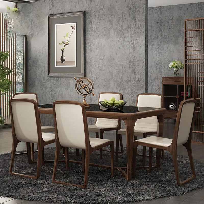 Black Walnut Solid Wood Dining Table and Chair