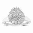 Diamant rond et taille baguette en or blanc 10 carats 1/2 carat