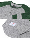 ZIMEGO Men's 3/4 Sleeve GREEN Baseball Football College Raglan Henley