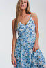 Cami Strap Maxi Dress in Blue Floral