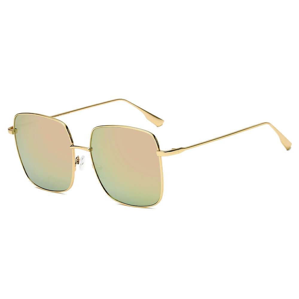 ENOCH | Women Metal Flat Lens Square Sunglasses