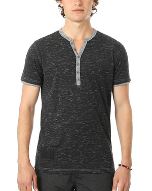 ZIMEGO T-shirts Henley pour hommes – Manches courtes Col contrasté