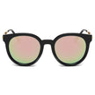 FINDLAY | Women's Retro Mirrored Lens Horned Rim Round Sunglasses