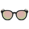 FINDLAY | Women's Retro Mirrored Lens Horned Rim Round Sunglasses