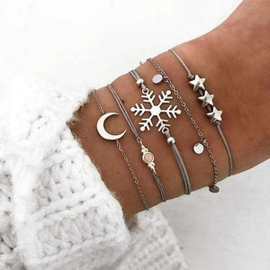 Ensemble de bracelets bohème étoile lune flocon de neige opale