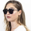 COROLLA | Half Frame Mirrored Lens Horned Rim Sunglasses Circle