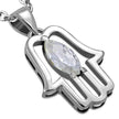 Pendentif en argent CZ Hamsa transparent