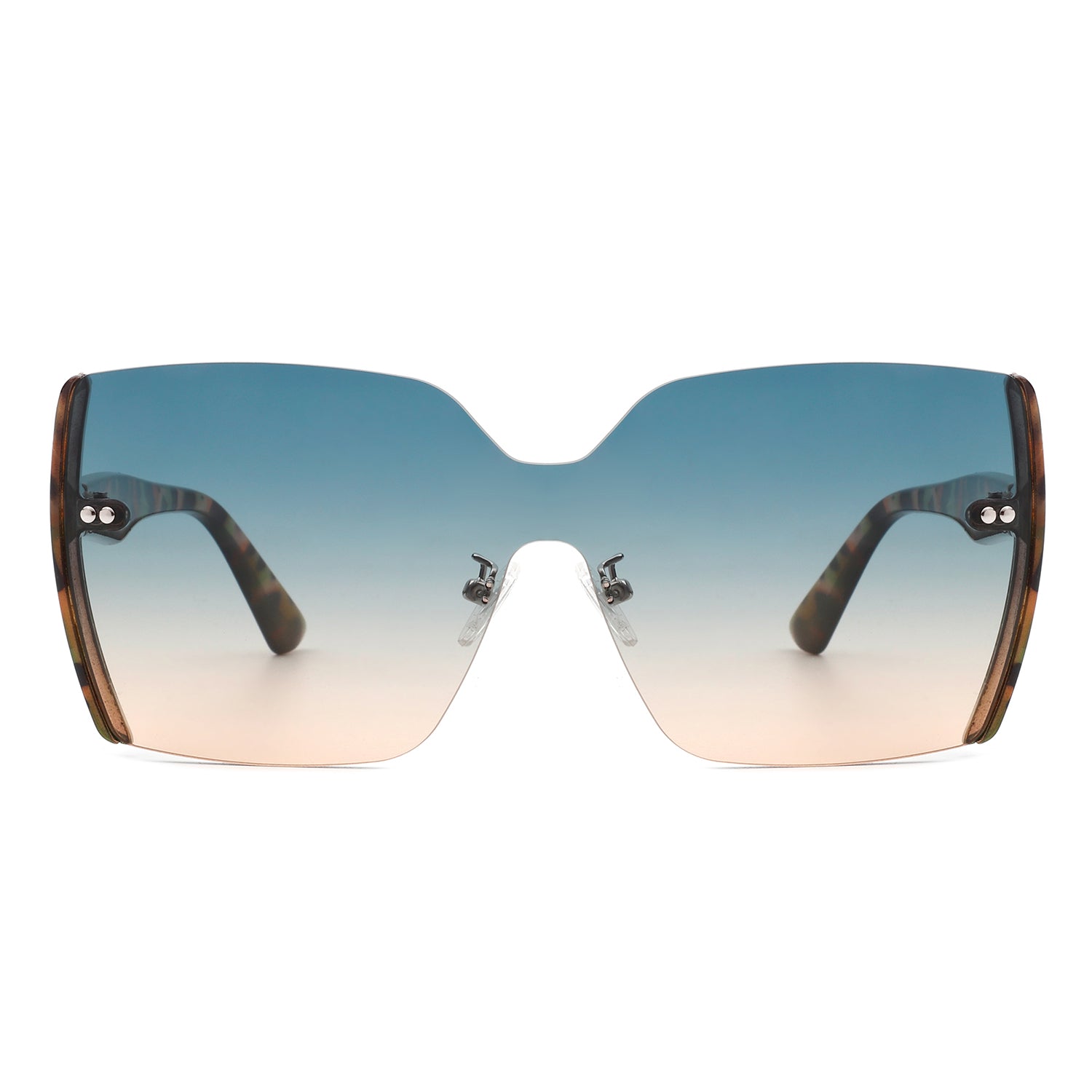 Xanadune - Lunettes de soleil carrées surdimensionnées demi-monture teintées rétro mode femme