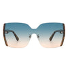 Xanadune -  Square Oversize Half Frame Tinted Retro Fashion Women Sunglasses