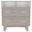 Double Drawer Dresser Arabi, Two Shelves - Light Gray / White