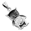 Pendentif en argent avec coquille de nacre et hibou de nuit