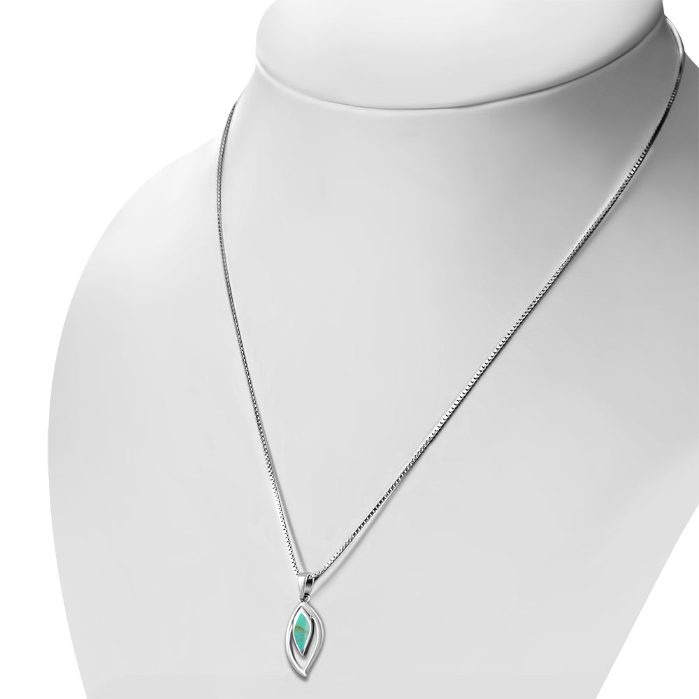 Turquoise Wavy Drop Silver Pendant