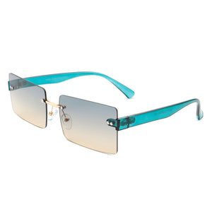 Jadesoul - Rectangle Retro Rimless Tinted Fashion Vintage Square Sunglasses