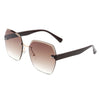 Ezernova - Oversize Square Geometric Rimless Tinted Fashion Sunglasses