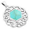 Turquoise Round Celtic Knot Silver Pendant