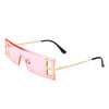 Rainbowx - Rimless Rectangle Flat Top Tinted Fashion Sunglasses