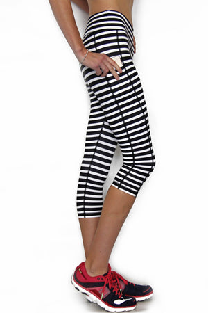 Black and White Stripe - Pocket Capri