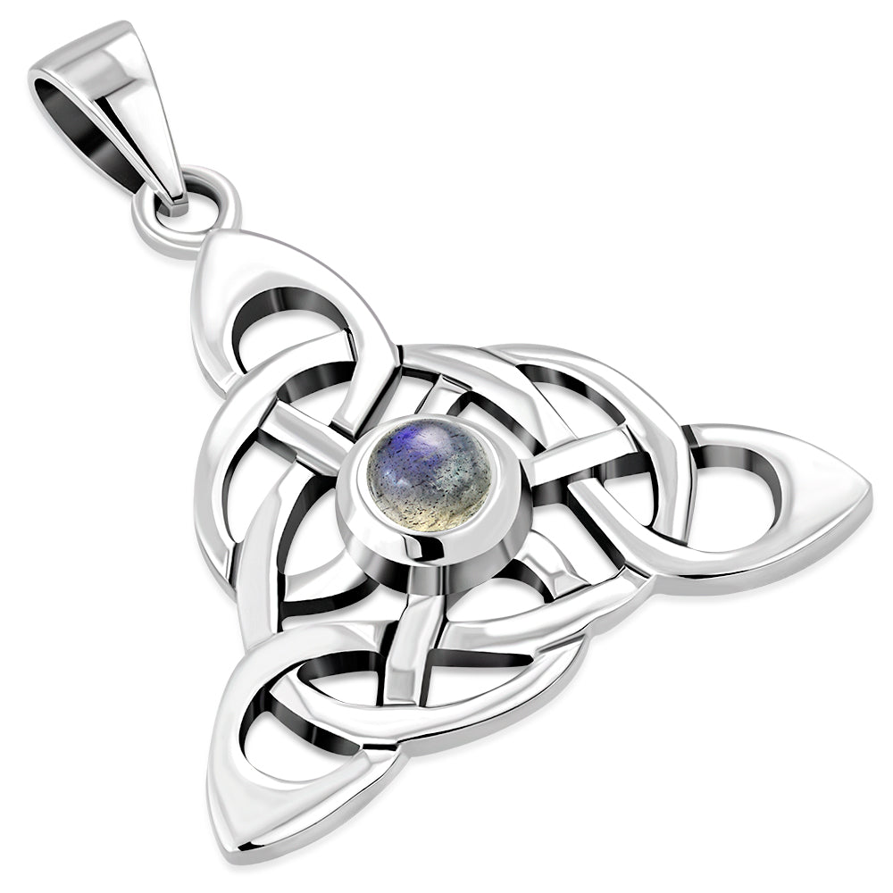 Ensemble pendentif celtique en argent avec labradorite