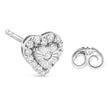 .925 Sterling Silver 1/3 Cttw Miracle Set Round-Cut Diamond Heart Stud Earring