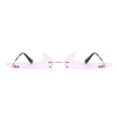 Amberlyn - Rimless Decorative Narrow Tinted Checkmark Shape Slim Glasses