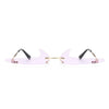 Amberlyn - Rimless Decorative Narrow Tinted Checkmark Shape Slim Glasses