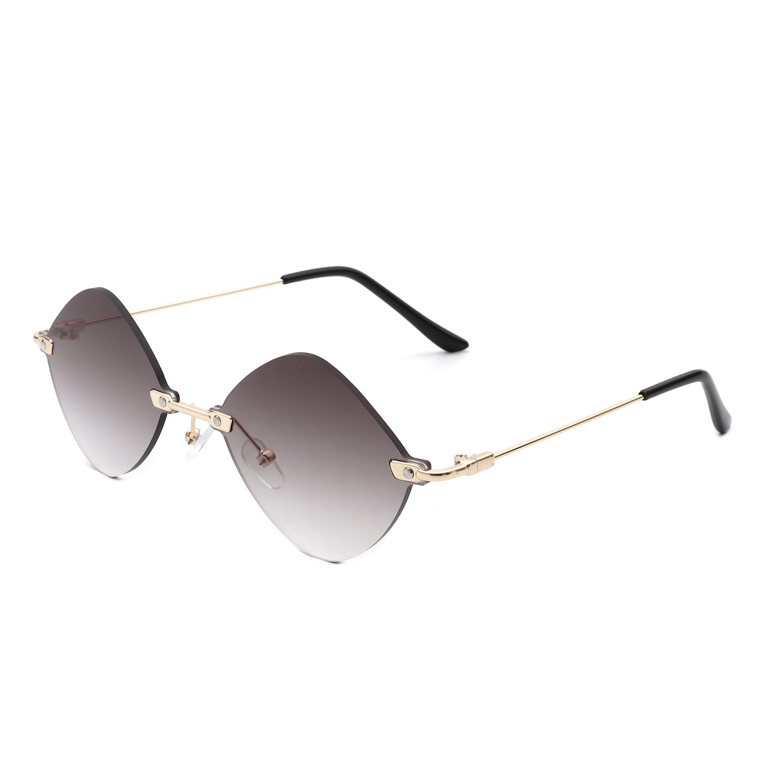 Bluewave - Rimless Retro Round Geometric Frameless Tinted Fashion Sunglasses