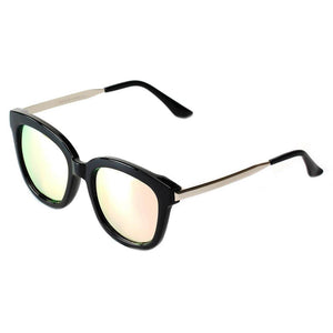 DEKALB | Women's Oversize Mirrored Lens Horned Rim Sunglasses