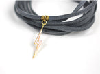 Lightning Bolt Grey Suede Wrap Bracelet