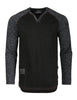 ZIMEGO T-shirts à manches longues contrastés Raglan Henley col en V BLK-BLK