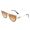 Florinda - Women Half Frame Rhinestone Round Fashion Sunglasses