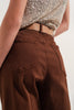 High Rise Mom Jeans With Pleat Front in Brown