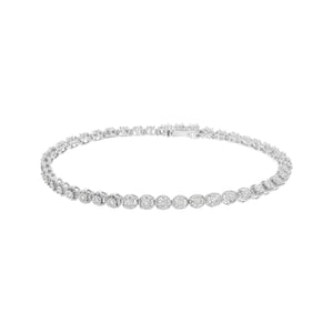 Bracelet tennis en argent sterling 925 1/2 carat serti miracle avec lunette en diamant