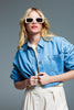 Basic Cropped Denim Jacket in Light Blue With Chest Pocket