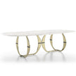 Italian Gold Modern Marble and Stainless Steel Table 6 Chairs